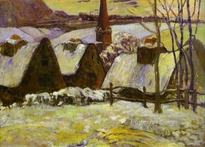 Breton Village in Snow Post Impressionism Primitivism Paul Gauguin scenery Oil Paintings